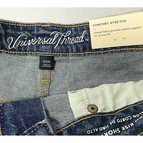 Womens Cut Off Jean Shorts Sz 8 Shortie Short Denim Raw Hem Distress High‎ Rise - Picture 3 of 6